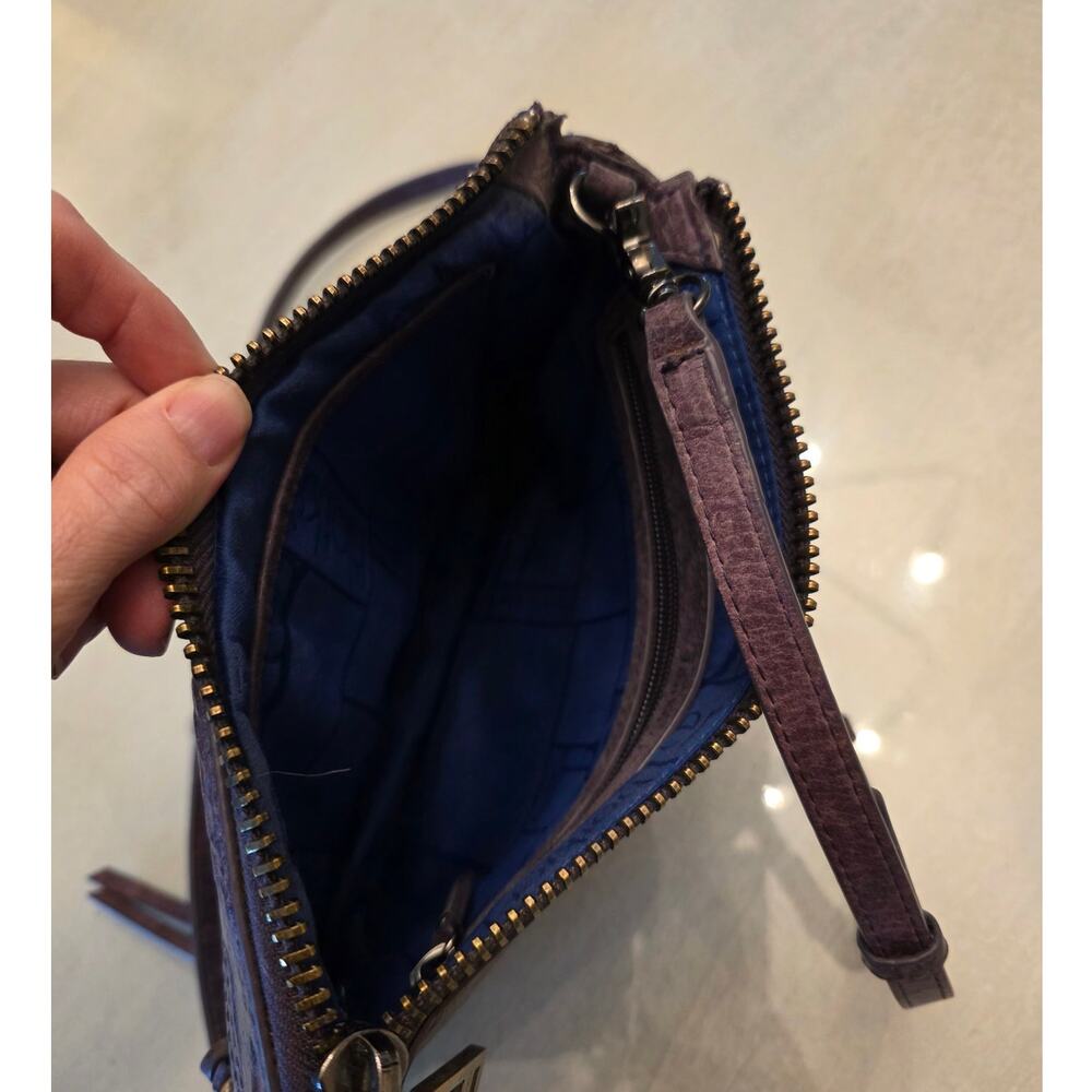 Botkier Purple Leather Crossbody Bag Zippers Studs Boho - Picture 6 of 7